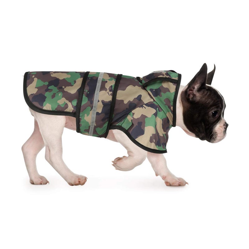 HDE Dog Raincoat Jacket Reflective Adjustable Hooded Pet Poncho Rain Coat with Leash Hole for Small to X-Large Dogs Camo - M - Image 1